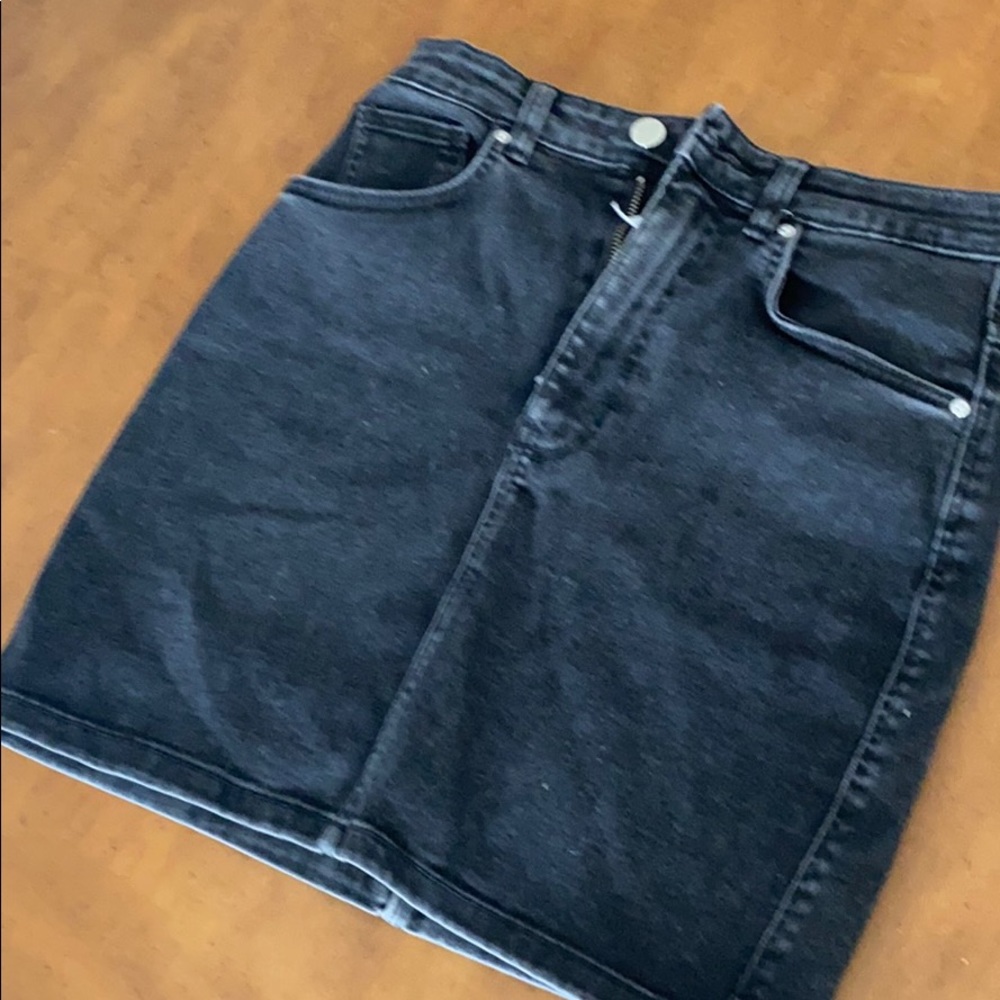 Black denim skirt